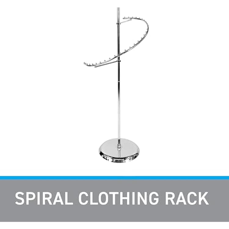 SSWBasics Sleek Chrome Spiral Clothing Rack - 29 Ball Retail Clothing Display Stand - 63H - Boutique Garment and Accessories Display - Stylish Clothing Display Racks for Retail Stores