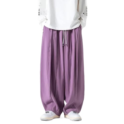 Autumn Mens Japanese Style Casual Elastic Waist Pants Male Loose Retro Harajuku Wide Leg Trousers Streetwear