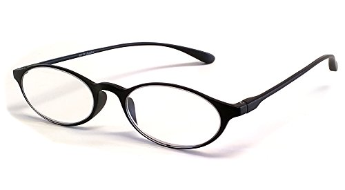 Calabria 719 Flexie Oval Flexible Reading Glasses +2.25 Ebony Black Men Women Trendy Bendable Readers TR 90 Durable Eyeglass