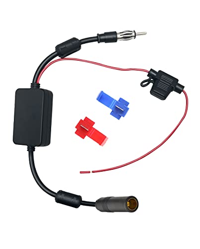 【NOME PRODOTTO】 Amplificatore di segnale ripetitore antenna per autoradio FM/AM DIN femmina a DIN maschio 12V.