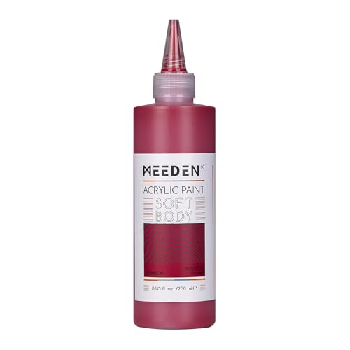 MEEDEN Pintura Acrílica Carmesí: 250ml / 8.45oz Colores Acrílicos Cuerpo Suave a Granel en Botella Ergonómica - Pinturas de Arte de Flujo Fluido para Artistas Pintura en Lienzo