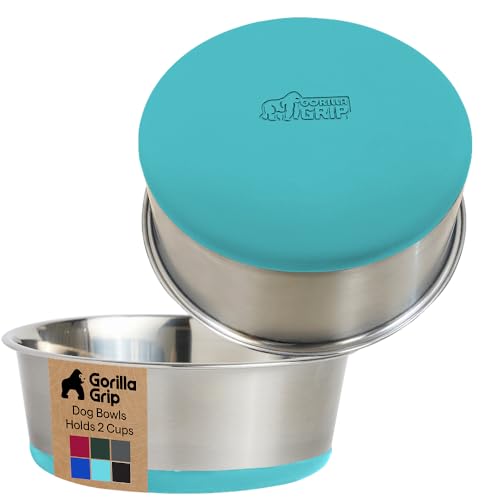 GORILLA GRIP Dog Bowls, Heavy Duty 304 Stainless...