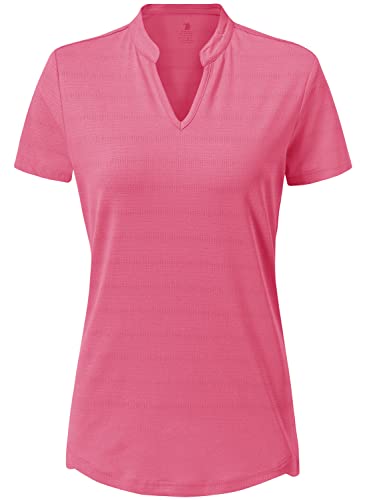 Image of Gopune Women's V Neck Golf Polo Shirts Collarless Short Sleeve Lightweight Quick Dry Tennis Running T-Shirts