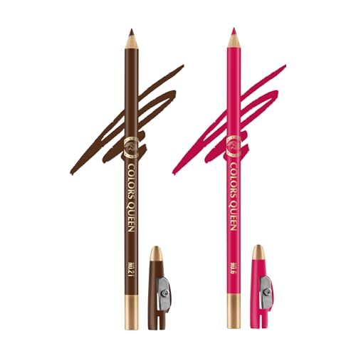 Image of Colors Queen Matte Lip Liner Pencil Combo Pack of 2 | Non Transfer Formula For Professional Makeup | Lip Liner Pencil Waterproof (Pack of 2 Combo 7)