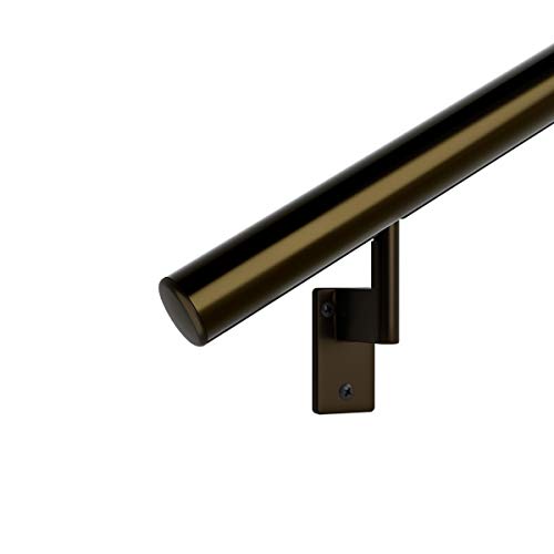 12 ft. Handrail Kit Shipped in 2 Pieces with Splice. Architectural Bronze Anodized Aluminum with 6 Architectural Bronze Wall Brackets + Flat Endcaps, 1.6" Round 12 ft. Handrail Kit Shipped in 2 Pieces with Splice. Architectural Bronze Anodized Aluminum with 6 Architectural Bronze Wall Brackets + Flat Endcaps, 1.6" Round