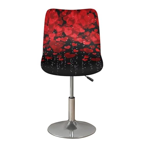 Image of Bar Stool Chair Cover 2 Pack Barstool Slipcovers Counter Stool Chairs Covers with Waterproof Seat Pad Bar Seat Cover with Elastic Bottom,Red Heart