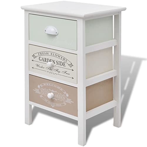 Roanoer Mueble auxiliar con 3 cajones de madera de paulownia, estilo rústico francés, armario de pasillo, mesita de noche para dormitorio y sala de estar, 38 x 28 x 57 cm