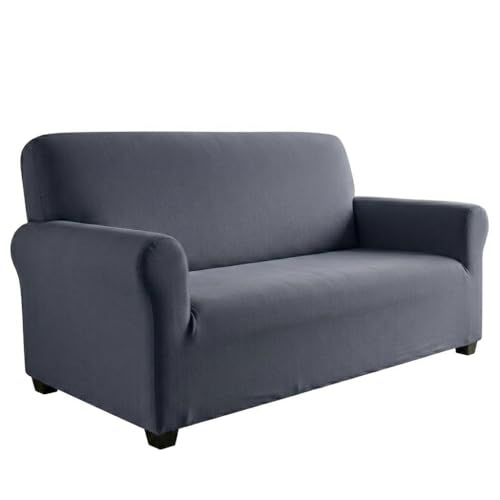 Genérico Funda Sofá Elástica Talla M (para Sofás 150-180 cm), Protector Ajustable 2 Plazas Grande o 3 Pequeño, Antideslizante y Lavable, Tejido Suave con Espumas – Gris
