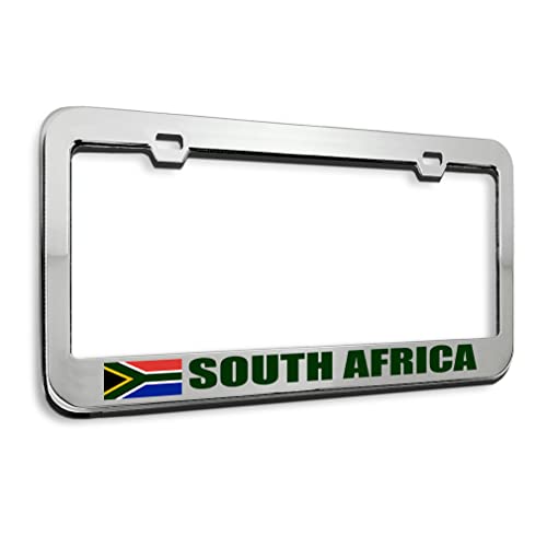 Speedy Pros Metal License Plate Frame South Africa African Flag Country Metal Tag Holder Car Accessories Chrome 2 Holes 1 Frame