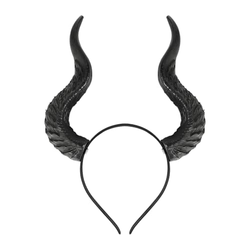 XINCHIA Halloween Gothic Devil Horn Headband Masquerade Demon Ox Horn Cosplay Hairband Fancy Dress Costume Animal Hair Hoops Headdress Hairband Carnival Couple Games Club Dress Up Accessory prop