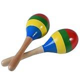 Maracas di legno dai colori vivaci: uno strumento a percussione portatile e maracas per la rumba