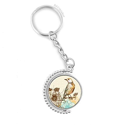 Porte-clé rotatif oiseaux et fleurs pour égayer vos clés de maison