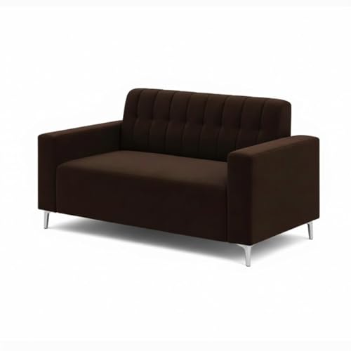 Image of SOCOZI Antonia 3+2 Seater Fabric Sofa Set with Ottoman | Soft Velvet Suede Upholstery | Modern Living Room Furniture (Dark Brown)