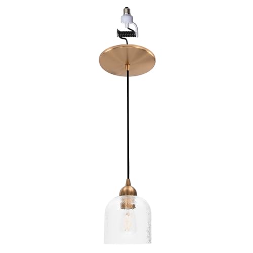 Worth Home Satin Brass Pendant Recessed Can Conversion Kit Hammered Glass