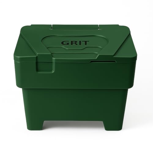 115L Green Grit Salt Bin Stackable Lockable Heavy Duty Outdoor Rock Salt/Sand Containers 80x48x61CM
