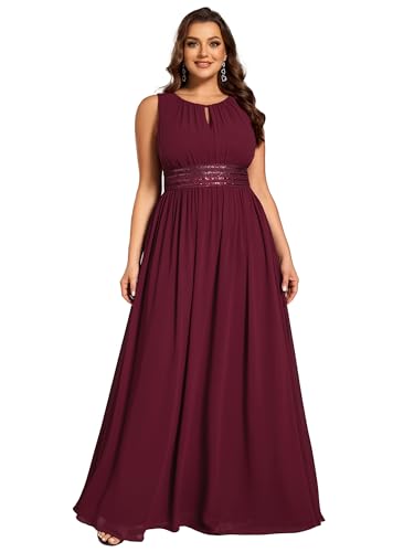 Image of Ever-Pretty Plus Women's Round Neck Sleeveless Empire Waist Maxi Plus Size Formal Gowns Bridesmaid Dresses