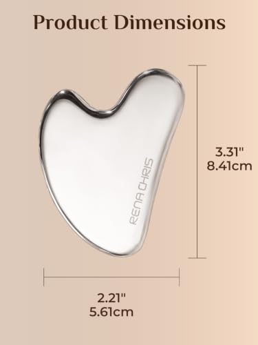 Image of Rena Chris Gua Sha Facial Tools, Stainless Steel Guasha Tool- Silver