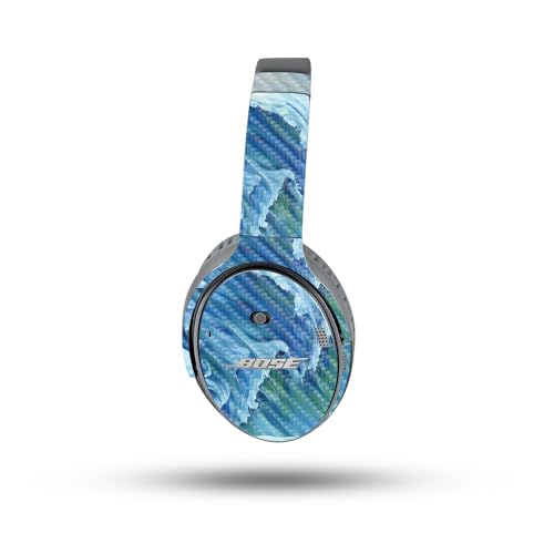 Image of MightySkins Carbon Fiber Skin Compatible with Bose QuietComfort 35 II Headphones - Perfect Wave | Protective, Durable Textured Carbon Fiber Finish | Easy to Apply