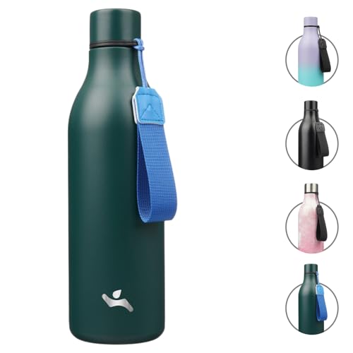 Image of Konokyo Insulated Water Bottle with Strap,25 oz Double Wall Stainless Steel Vacuum Bottles Metal Water Flask,Army green