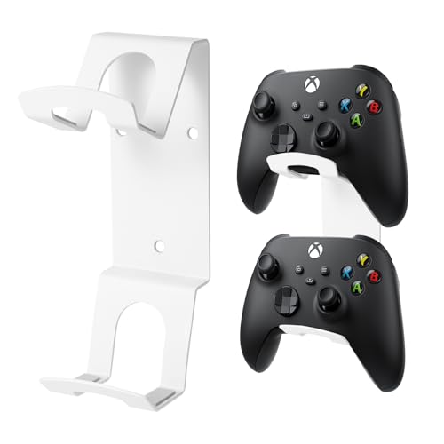 KAIXUANMAN コントローラー スタンド 金属 おしゃれ 石こうボード壁対応 ゲームコントローラー収納ラック プロコン スタンド ヘッドホン フック 掛け 省スペース 壁掛け 2台収納 ホワイト