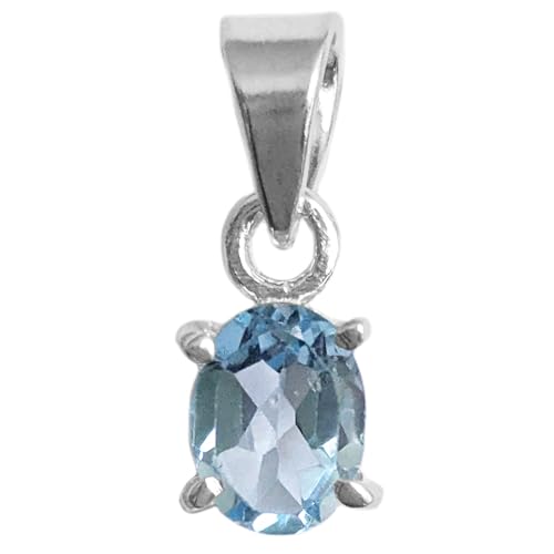 Pendentif topaze bleue en argent 925 Le luft d'une dimension 6x8mm