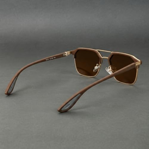 Image of GYNK Square Frame Sunglasses for Men | Premium Metal Frame Sunglasses | Fashion Eyewear for Driving, Travel, Riding, Outdoor Activities, Beach & Daily Wear