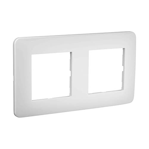 DEBFLEX Plaque electrique - Cache Prise - Interrupteur pour prise - Prise interrupteur - Cache prise electrique - plaque plastique - prise murale - Gamme Casual - Plaque double - Blanc Brillant