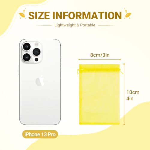 Image of FUNFERY 100PCS Lemon Yellow Sheer Organza Bags 3x4 in, Goodie Bags Bulk | Small Mesh Gift Bag with Drawstring for Wedding Party Favor, Drawstring Pouch for Jewelry, Sachet Bags for Treat, Candy, Soap