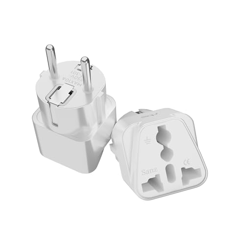 Image of rts (2 Pack) Europe Travel Adapter, India to Europe Plug (Schuko) - Type E /F European Plug Adapter, Universal Adapter for Europe Adapter Germany, France laptops Smartphones Tablets Camera Chargers