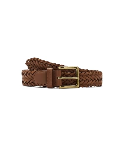Brooks Brothers Mens Braided Leather Belt Medium Brown 36