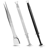 Mabor 3Pcs Piercing Grabber Tool Holder Set, Jeweler's Pick Up Sprinkle Pen Jewelry Tweezers 4 Claw Piercing Ball with Prongs Diamond Claw Precision for Tiny Objects IC Chip