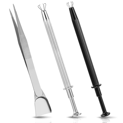Mabor 3 Unidades De Piercing Con Bola Y Tornillo, Alicates Para Bolas, Pinzas De Acero Inoxidable Con Espátula Pequeña, 4 Garras, Herramientas De Agarre Para Diamantes, Perlas, Piezas Electrónicas