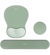 MOSISO Wrist Rest Support For Mouse Pad&Keyboard Set, Circle Curved Ergonomic Mousepad&Coaster Non-Slip Base Home/Office Pain Relief&Easy Typing Pad With Soft Cloth&Silicone Lining, Olive Green - View #4