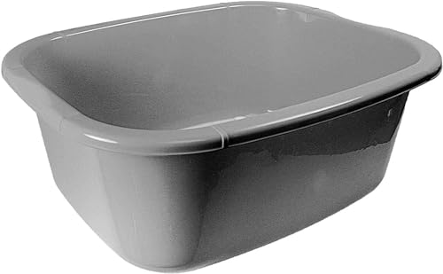 OptiProducts 11L Liter Plastic Washing Bowl Rectangular Multi-Purpose Basin Mixing Pot Sink Tidy Organizers (Grey)