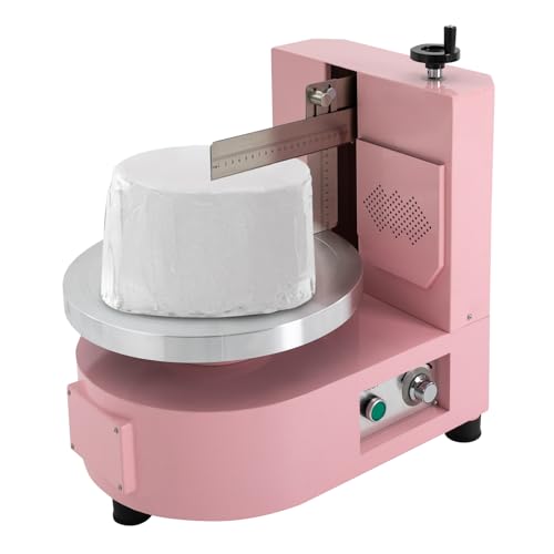 Cake Cream Spreading Coating Smearing Machine 4-12in Automatic Birthday Cake Cream Spreading Coating Decoration Machine with 11 Adjustable Speeds 80W 110V 0-200rpm Cake Decorating Machine (Pink)
