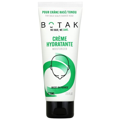 Crème Hydratante Apaisante Régénérante BOTAK pour Crâne Rasé/Tondu | 97% d'origine naturelle, Végan, Français | Matifiant | Anti-taches et ridules | Régule pH et microbiome | 75mL