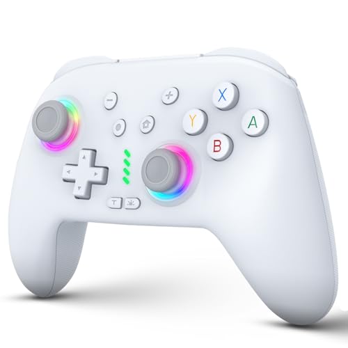 Image of ZRZLMVP Switch Controllers for Nintendo Switch /OLED /Lite /Switch 2, 1000mAh Rechargeable Wireless Pro Controller with 9 Colors LED Light, Switch Remote Control Gamepad with Wake Up, Turbo, Vibration