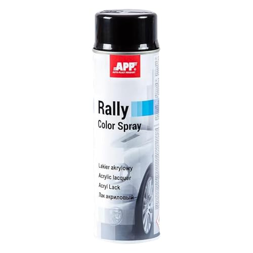 APP Rally Color Spray - Bombe de Peinture Noir Brillant | Peinture Acrylique en Spray | Vernis Noir Brillant pour toutes les Surfaces avec Haute Couverture | 500 ml