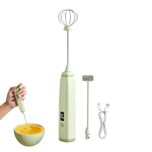 Espumador De Leche Eléctrico,Mini Batidora de Mano Potente con 3 Velocidades | Mezclador de Bebidas, Agitador, Varita y Batidor | Para la preparación de listones, claras de huevo, crema y bebidas