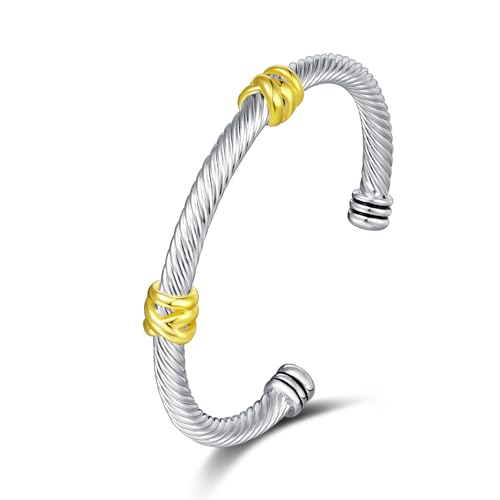 Image of UNY Jewel Bracelet Designer Brand Inspired Women Jewelry 4.5mm Thin Twisted Cable Wire Bangle Gem Stone Christmas Day Gift