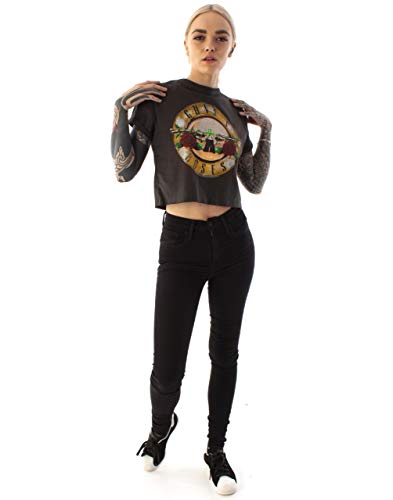 Official Guns N Roses T-Shirt à Logo amplifié Top Court Gris foncé pour Femme - Les Beatles, Paul McCartney, John Lennon, RIngo Starr, George Harrison Official Guns N Roses T-Shirt à Logo amplifié Top Court Gris foncé pour Femme – Image 3