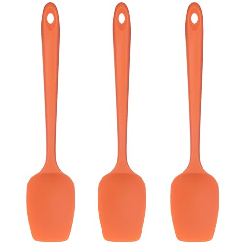 Espátulas de Cuchara de Silicona: U-Taste 315℃ Resistente al Calor Lengua Raspador de Goma Flexible y Libre de BPA, Juego de 3 Utensilios de Cocina para Hornear y Mezclar (Naranja)