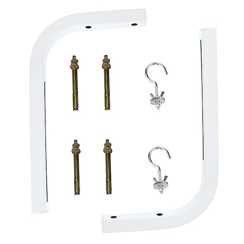 KONTONTY 2pcs Projector Screen Holder Bracket Wall Mount with Hooks Durable Construction for Secure Installation Drywall Lumber for Projector Screen Support