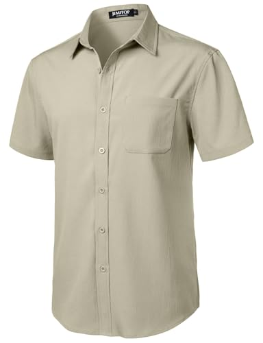 Image of JEMITOP Mens Stretch Wrinkle Free Texture Shirts