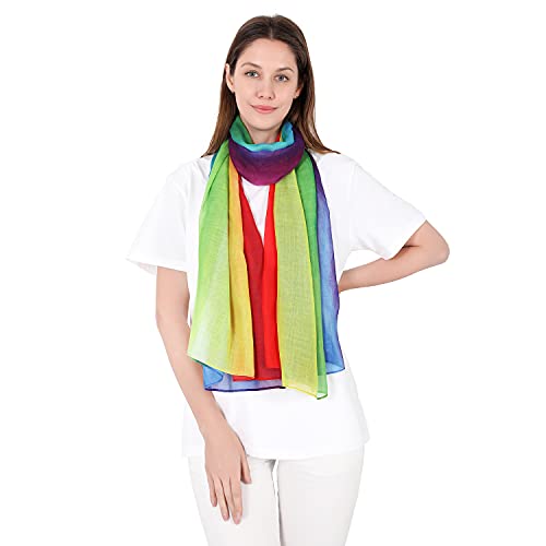 BlueSkyDeer womens Shawl Lightweight Rainbow Colors Fashion Scarves Sunscreen, Multicolor, Large4