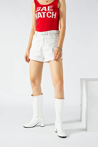 Women's Go-Go Boot Mid Calf Boots PU Leather Ladies Party Dance Shoes with Zipper Costume Boots3