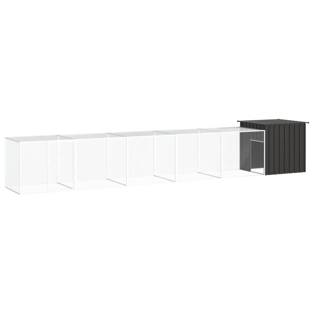 Poulailler 600x91x100 cm en acier galvanisé premium avec cage d'extension