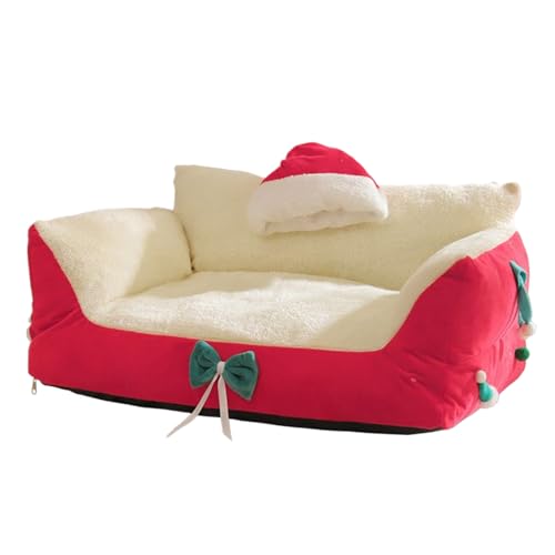 ドッグベッド,クリスマスデザイン 洗える 冬用犬用ベッド,犬用ベッドネスト - 動物用 室内 リビング 寝室 バルコニー アパート 家 寮