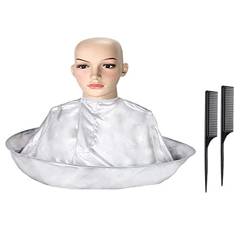 3 Pcs Professional Hair Cutting Cape Foldable Umbrella Cloak Hair Catcher Kit ，Waterproof Haircut Apron Barber Cape + 2 Combs