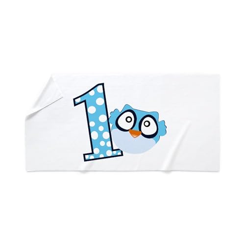 CafePress Blue Owl First Birthday 30"x60" Absorbent Cotton Back, Soft Beach, Pool Towel